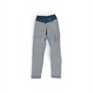 CLS Womens Blue Textures Patterned Leggings high v cut‎ waist scrunch back sz s